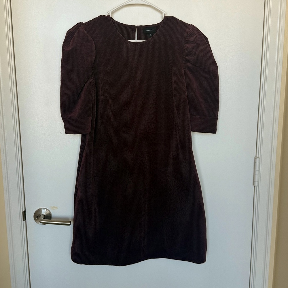 Who What Wear Corduroy Puff Short Sleeve Mini Dress SzS holiday Thanksgiving